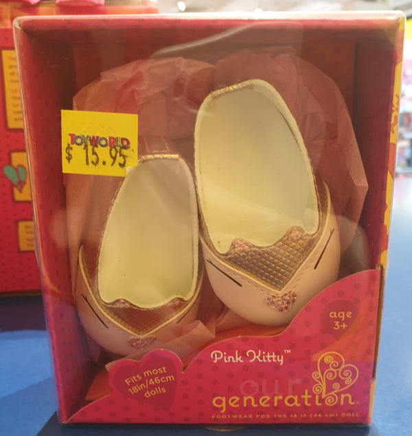 Og 18inch Doll Shoes Pink Kitty - Toyworld Frankston