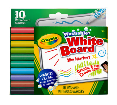 CRAYOLA WASHABLE WHITE BOARD SLIM MARKERS