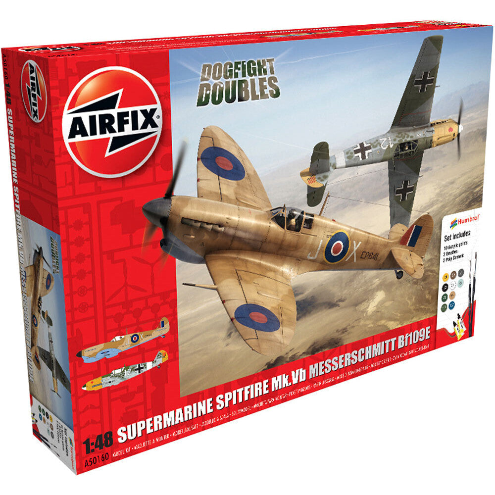 AIRFIX SUPERMARINE SPITFIRE MKVB MESSERSCHMITT BF109E DOGFIGHT DOUBLES - GIFT SET