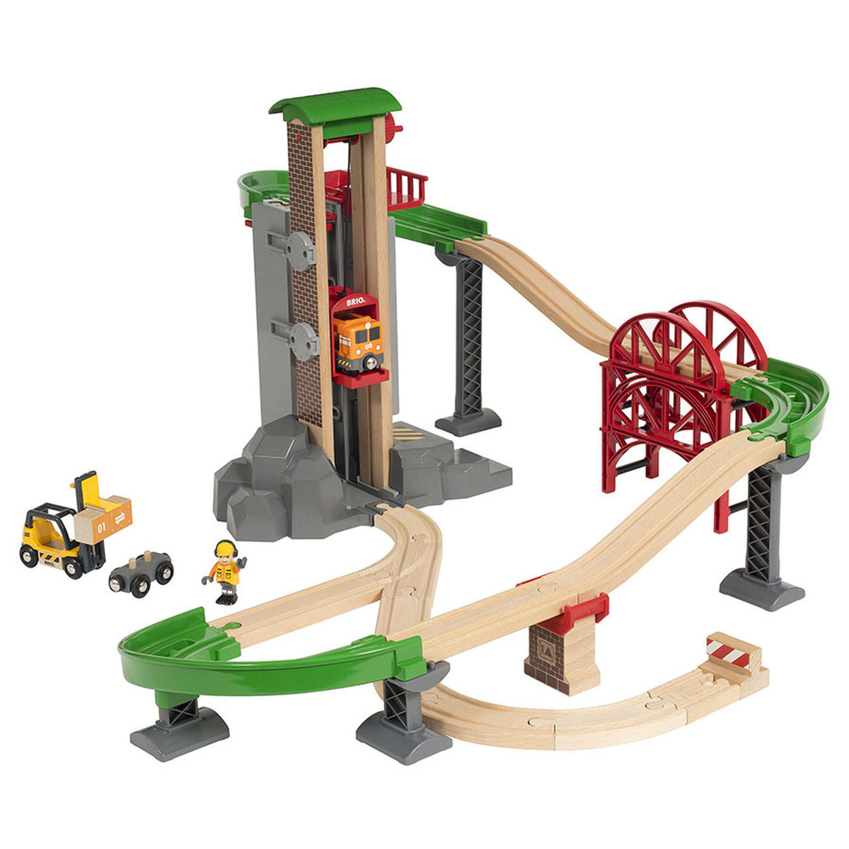 BRIO SET LIFT AND LOAD WAREHOUSE SET 32 PIECES