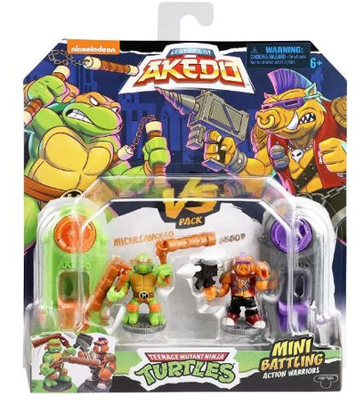 AKEDO TEENAGE MUTANT NINJA TURTLES MINI BATTLING ACTION WARRIORS - MICHELANGELO VS BEBOP