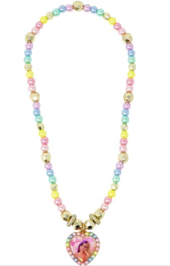 BARBIE RAINBOW FANTASY PEARL STRETCH NECKLACE WITH HEART CHARM