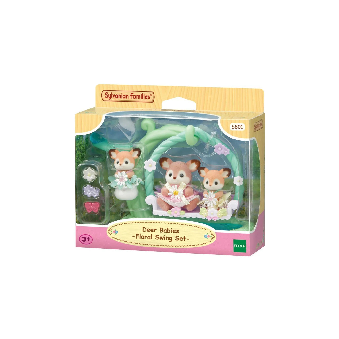 SYLVANIAN FAMILIES - DEER BABIES - FLORAL SWING SET