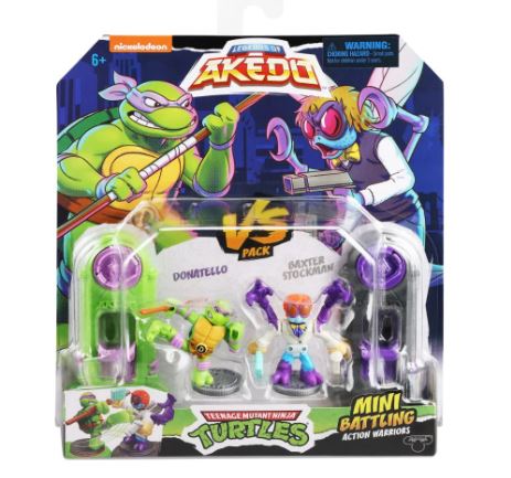 AKEDO TEENAGE MUTANT NINJA TURTLES MINI BATTLING ACTION WARRIORS - DONATELLO VS BAXTER STOCKMAN