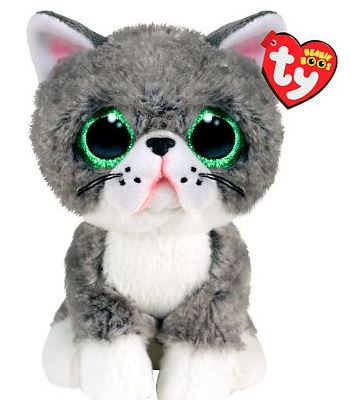 TY BEANIE BOOS - GREY CAT REG - GREY/WHITE