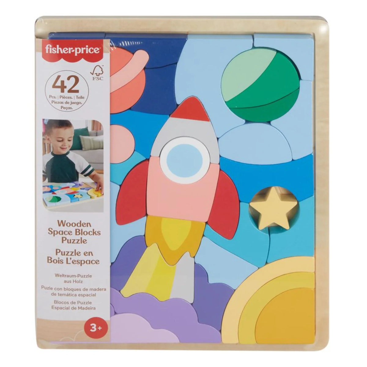 FISHER-PRICE WOODEN SPACE BLOCK PUZZLE