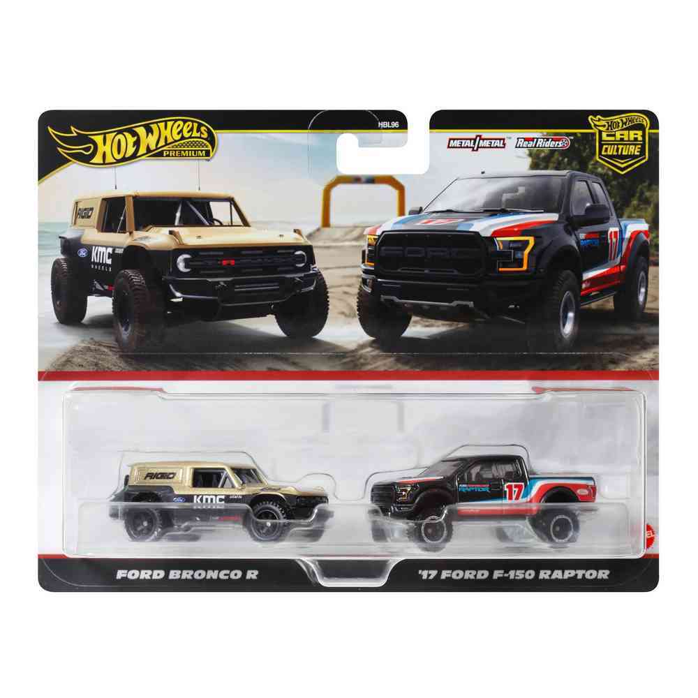 HOT WHEELS PREMIUM 2 PACK FORD BRONCO R / '17 FORD F-150 RAPTOR