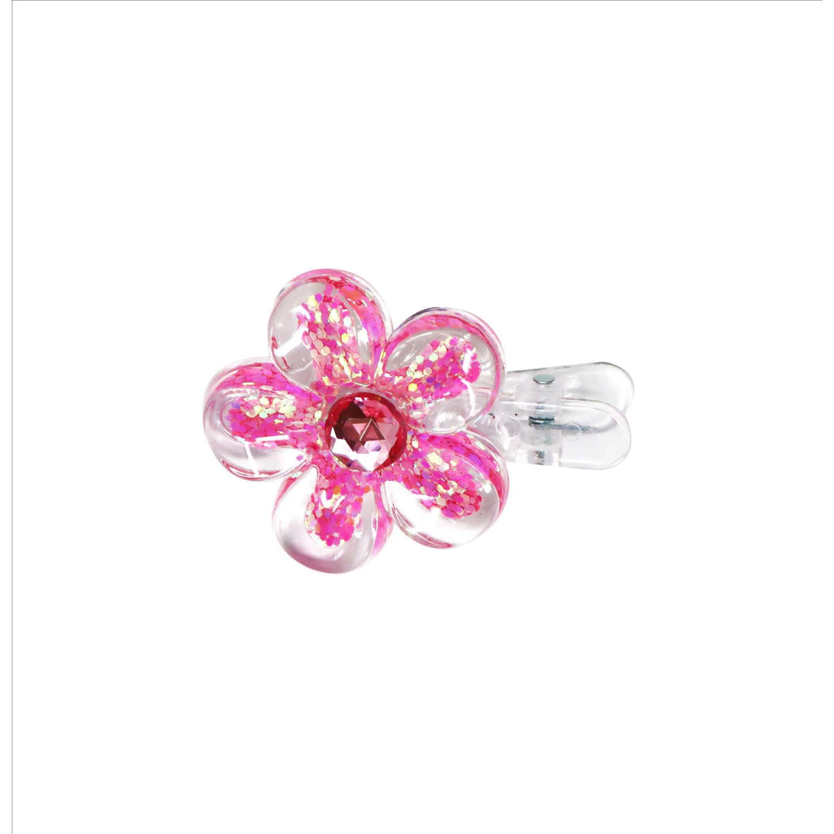 PINK POPPY DAISY SPARKLE HAIR CLIPS