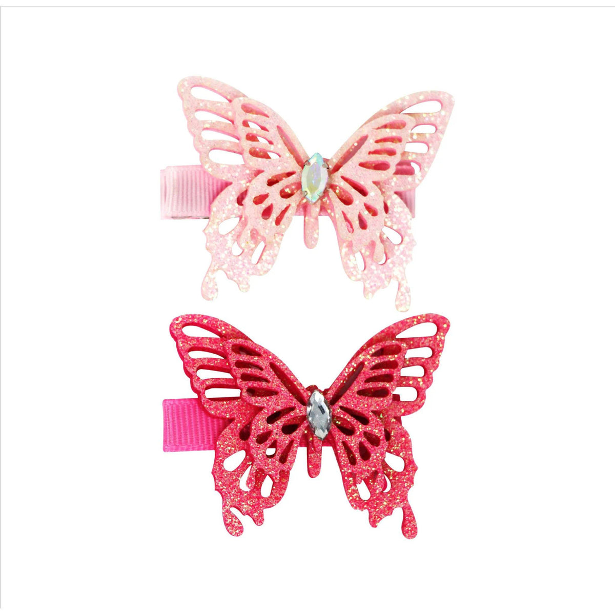 PINK POPPY GLITTER BUTTERFLY HAIR CLIPS