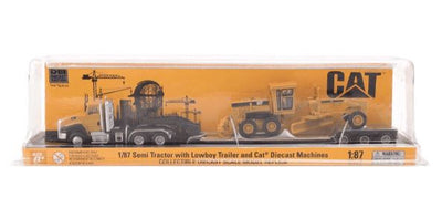 CAT 1:87 SEMI TRACTOR WITH LOWBOY TRAILER AND CAT 163H MOTOR GRADER