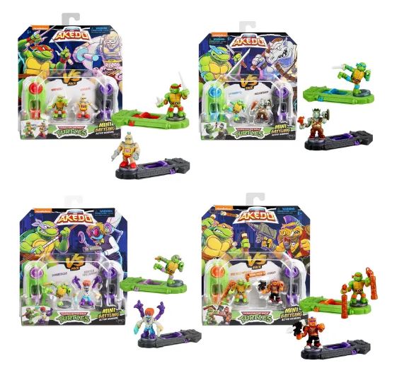 AKEDO TEENAGE MUTANT NINJA TURTLES MINI BATTLING ACTION WARRIORS - MICHELANGELO VS BEBOP