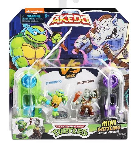 AKEDO TEENAGE MUTANT NINJA TURTLES MINI BATTLING ACTION WARRIORS - LEONARDO VS ROCKSTEADY