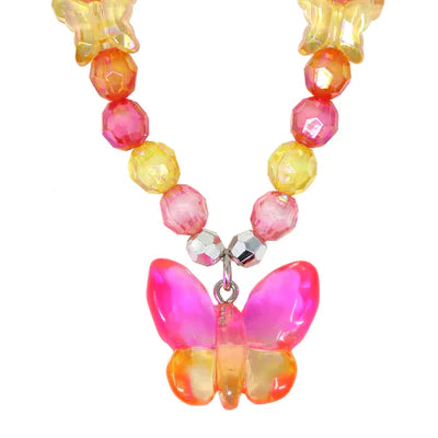 PINK POPPY RAINBOW BUTTERFLY NECKLACE