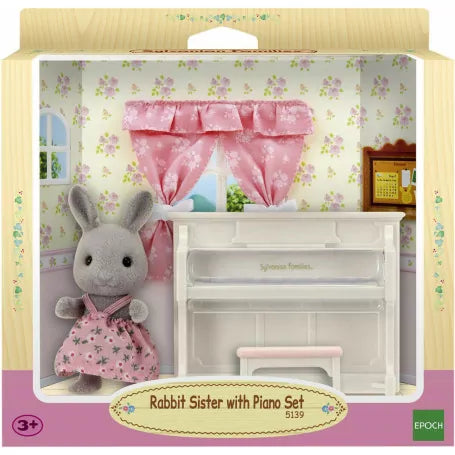 SYLVANIAN FAMILIES - RABBIT SISTER WITH PIANO SET