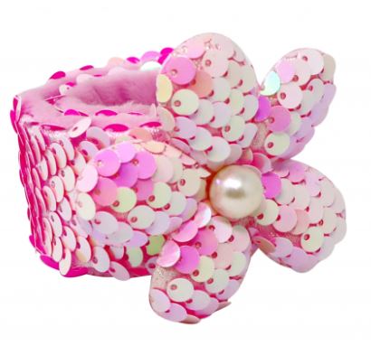 PINK POPPY -FLOWER SEQUIN SLAP BRACELET