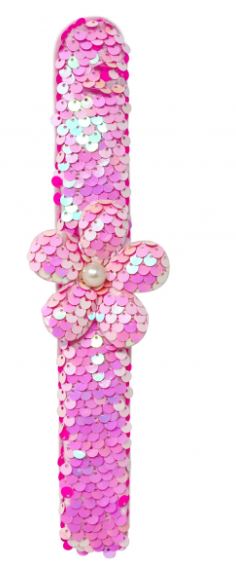 PINK POPPY -FLOWER SEQUIN SLAP BRACELET