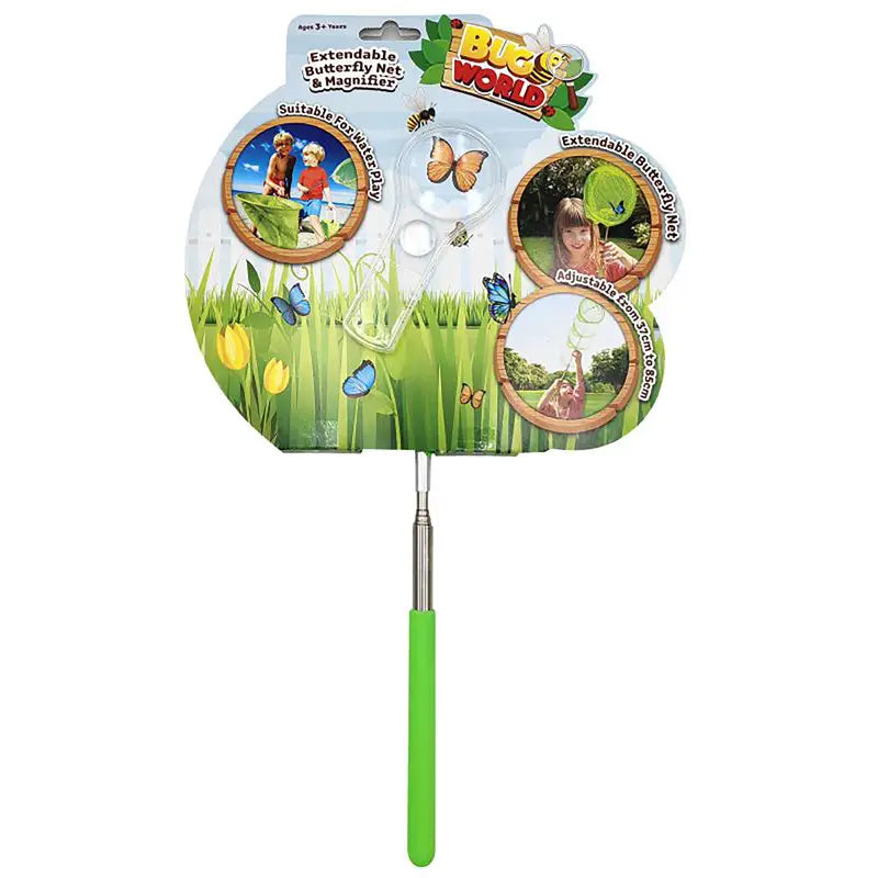 BUGS WORLD - TELESCOPIC NET SET - EXTENDABLE BUTTERFLY NET AND MAGNIFIER