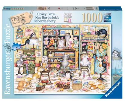 RAVENSBURGER 176236 - CRAZY CATS - MRS HARDWICKS HABERDASHERY - 1000 PIECE