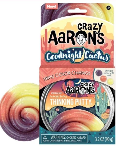 CRAZY AARON'S THINKING PUTTY TRIPLE COLOR CHANGE - GOODNIGHT CACTUS