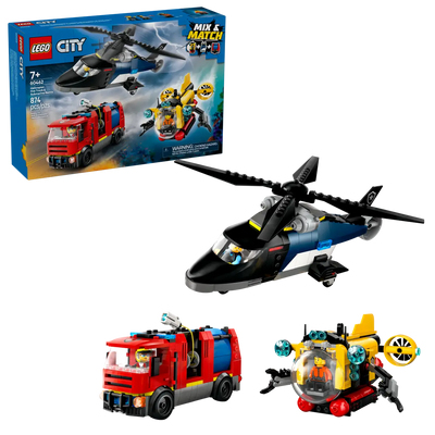 LEGO CITY 60462 HELICOPTER FIRE TRUCK AND SUBMARINE REMIX