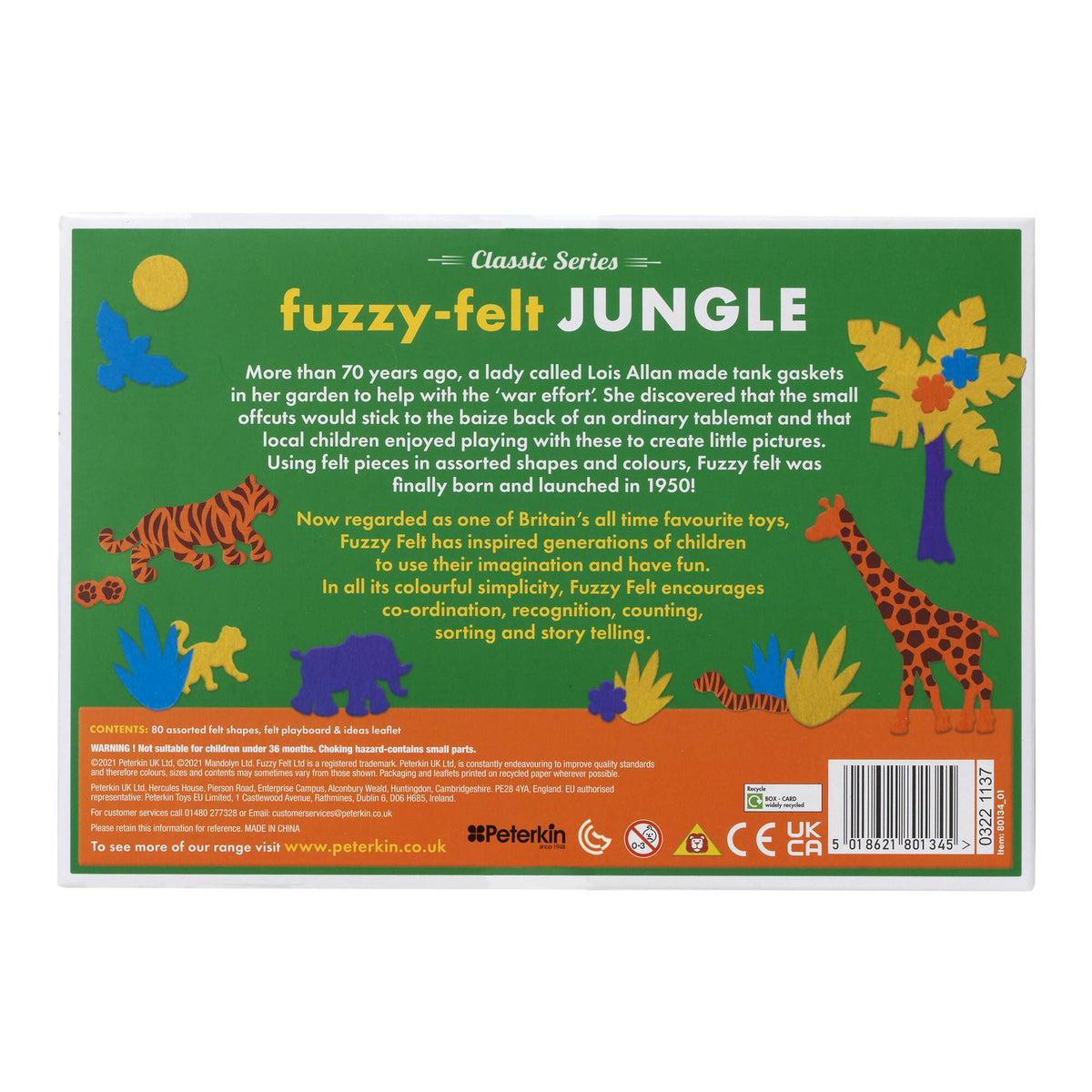 PETERKIN FUZZY FELT CLASSIC JUNGLE FELT ART COLLECTION