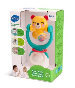 HOLA - 2 IN 1 HIGH CHAIR TOYS & BABY RATTLE - KUNG FU BEAR