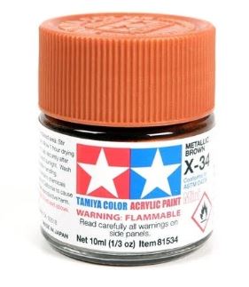 TAMIYA ACRYLIC PAINT MINI X-34 METALLIC BROWN