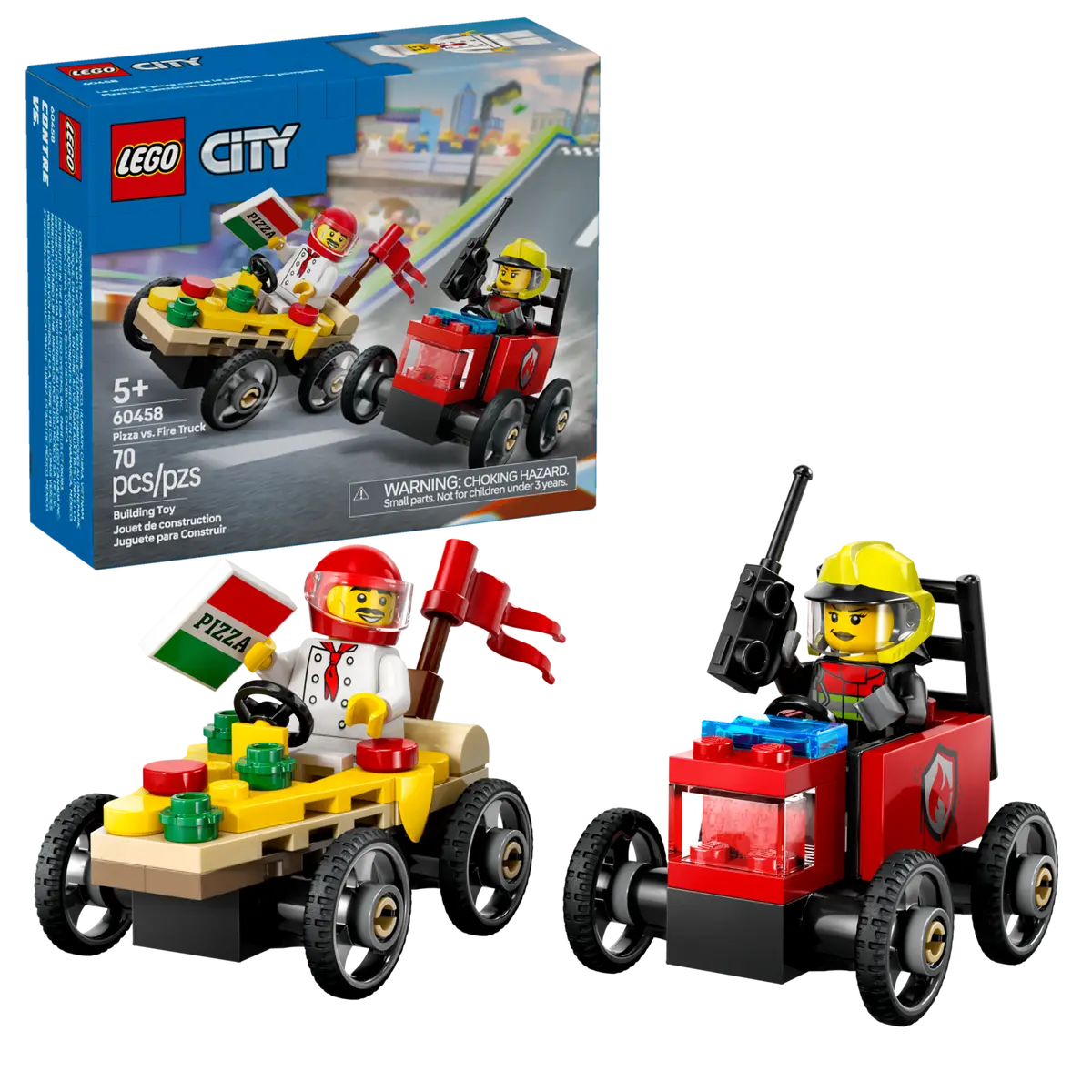 LEGO CITY 60458 PIZZA VS FIRE TRUCK RACE CAR PACK