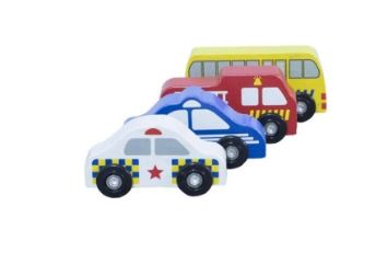 BIG CITY PLAYMAT BOXED SET INCL. 4 WOODEN CARS