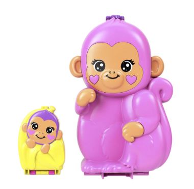 POLLY POCKET - ADVENTURES IN RIO - MOMMA MONKEY AND BABY PURSE COMPACT