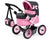 BAYER TRENDY DOLL PRAM PINK WITH BLACK HOOD & PINK BOW