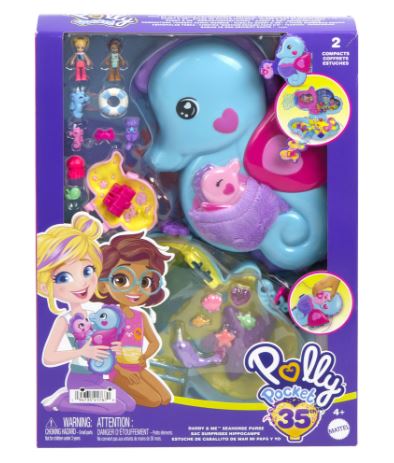 POLLY POCKET - DADDY AND ME - SEAHORSE PURSE COMPACT