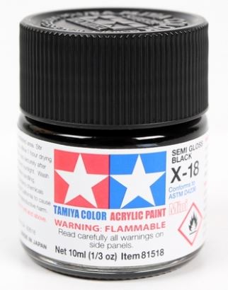 TAMIYA ACRYLIC PAINT MINI X-18 SEMI GLOSS BLACK