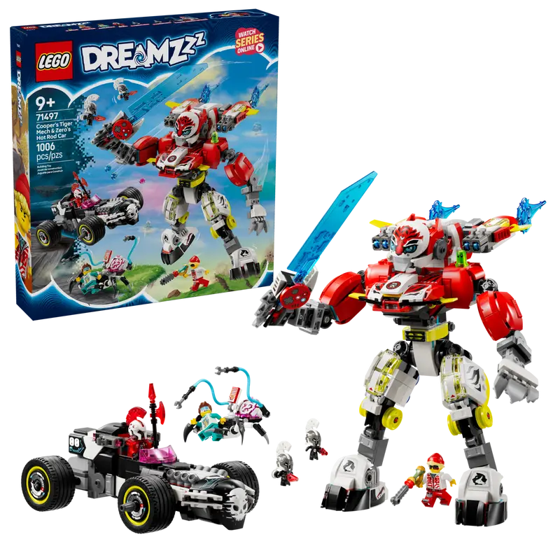 LEGO DREAMZZZ 71497 COOPER'S TIGER MECH AND ZERO'S HOT ROD CAR