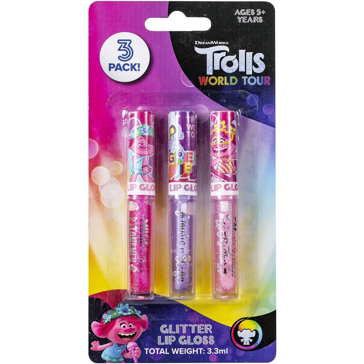 TROLLS 2 GLITTER LIP GLOSS 3 PACK