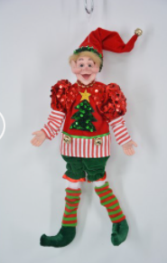 45CM POSABLE ELF RED, GREEN & WHITE