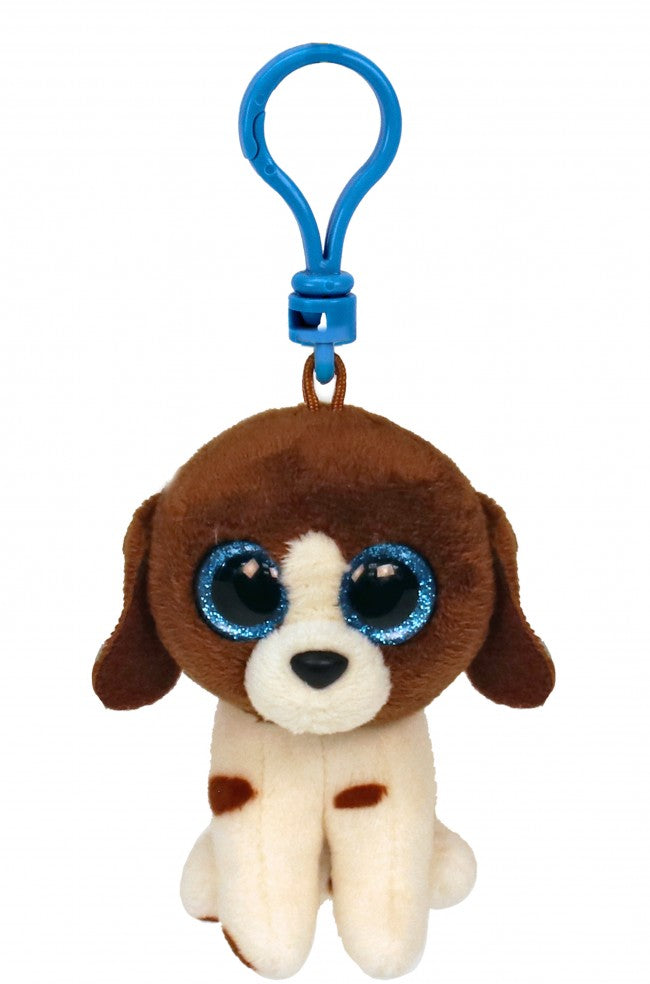 TY BEANIE BOOS CLIP MUDDLES DOG BROWN/WHITE