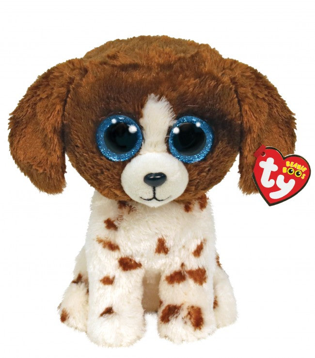 TY BEANIE BOOS REGULAR MUDDLES DOG BROWN/WHITE