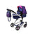 BAYER CITY NEO VARIO DOLL PRAM DARK BLUE W/PINK HEARTS & UNICORN