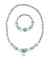 PINK POPPY BLUE ICE PRINCESS STRETCH PEARL BEADED NECKLACE AND BRACELET SET