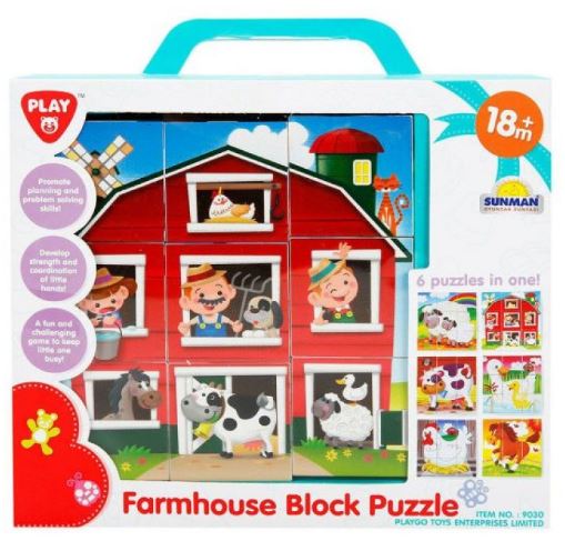 PLAYGO FARMHOUSE BLOCK PUZZLE PRINTING FACE - 9 PCS