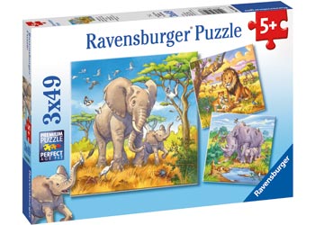 RAVENSBURGER WILD ANIMALS 3X49PC PUZZLE - Toyworld Frankston