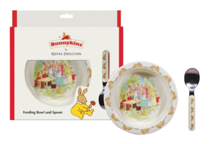 Bunnykins Feeding Bowl & Spoon - Running Design RED